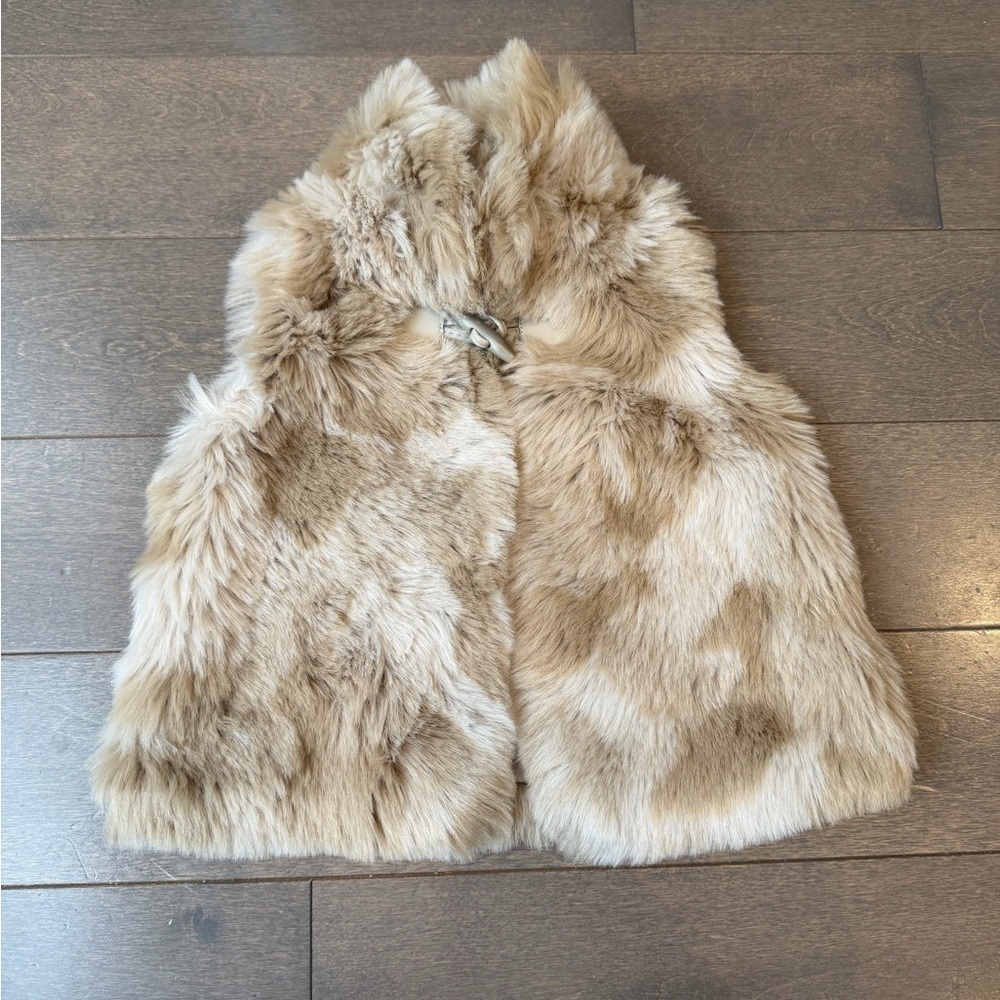 Koala Kids Light Tan Faux Fur Vest with Toggle Closure